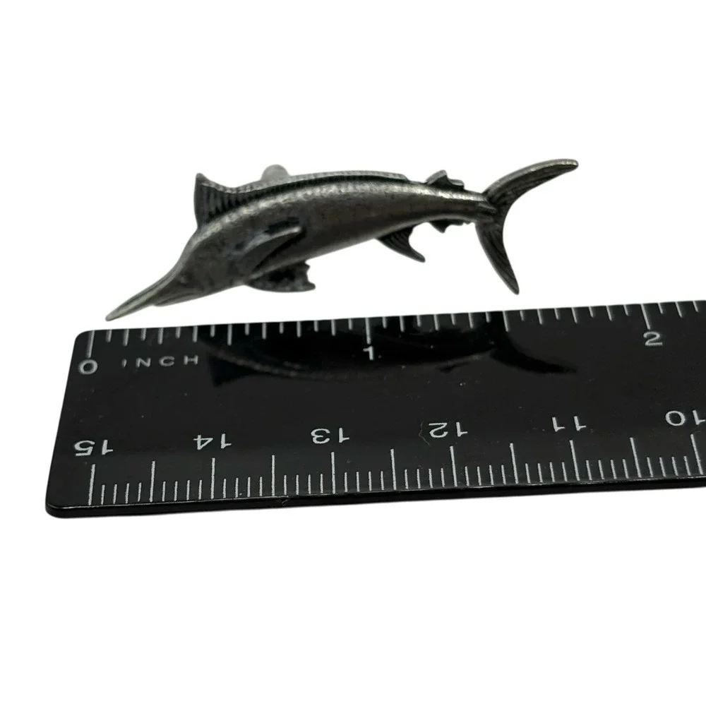 Swordfish Cufflinks Mid Century Silver‎ Tone Marlin Fish Ocean VTG Fishing READ